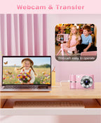 Digital Camera, 1080P FHD Vlogging Camera 50MP Compact Portable Photo Camera with 2.4" Screen, 16X Digital Zoom Mini Small Pocket Camera for Kids Students with 1 Battery, 16GB Card (Pink)