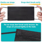 100 PCS Disposable Face Masks, Black Masks, 3 Ply Protection Disposable Face Masks
