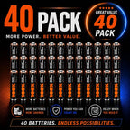 100PP AA Batteries 40 Pack | Alkaline 1.5V, 10-Year Shelf Life