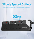 PIBEEX Extension Lead 2 Way Plug Sockets with Individual Switches Wall Mountable Power Strip 3M Extension Cable 13A Fused UK Plug 3250W