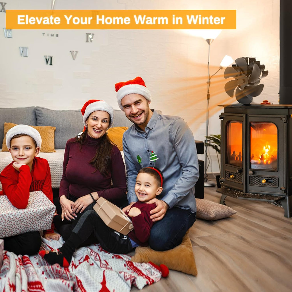 JossaColar Log Burner Fan Silent Operation | 6-Blade Stove Fans Log Burners | Wood Burner Fans Heat Powered | Fan for Wood Burning Stove | Fireplace Accessories Tools