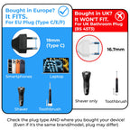 Double Dragon 2-Pack UK Electric Toothbrush & Shaver Plug Adapter | 2-Pin to 3-Pin Bathroom Converter | Supports UK EU Round & US Flat 2-Pin Plugs | 1A Fused | Compatible with Oral-B, Braun, Philips