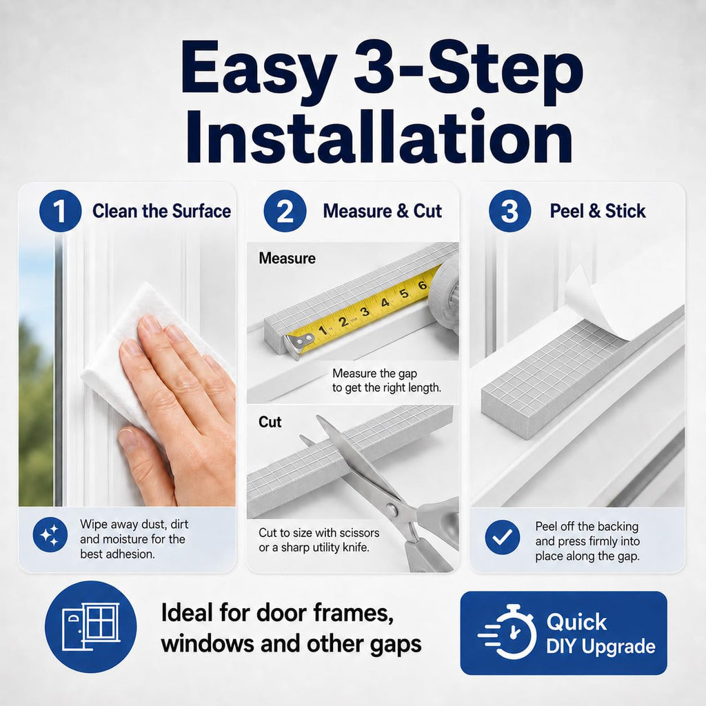 EVA Weather Stripping Foam Insulation Tape with Adhesive Foam Door Seal Weather Strip for Door Frame/Window/Gaps/Insulation/Buffer