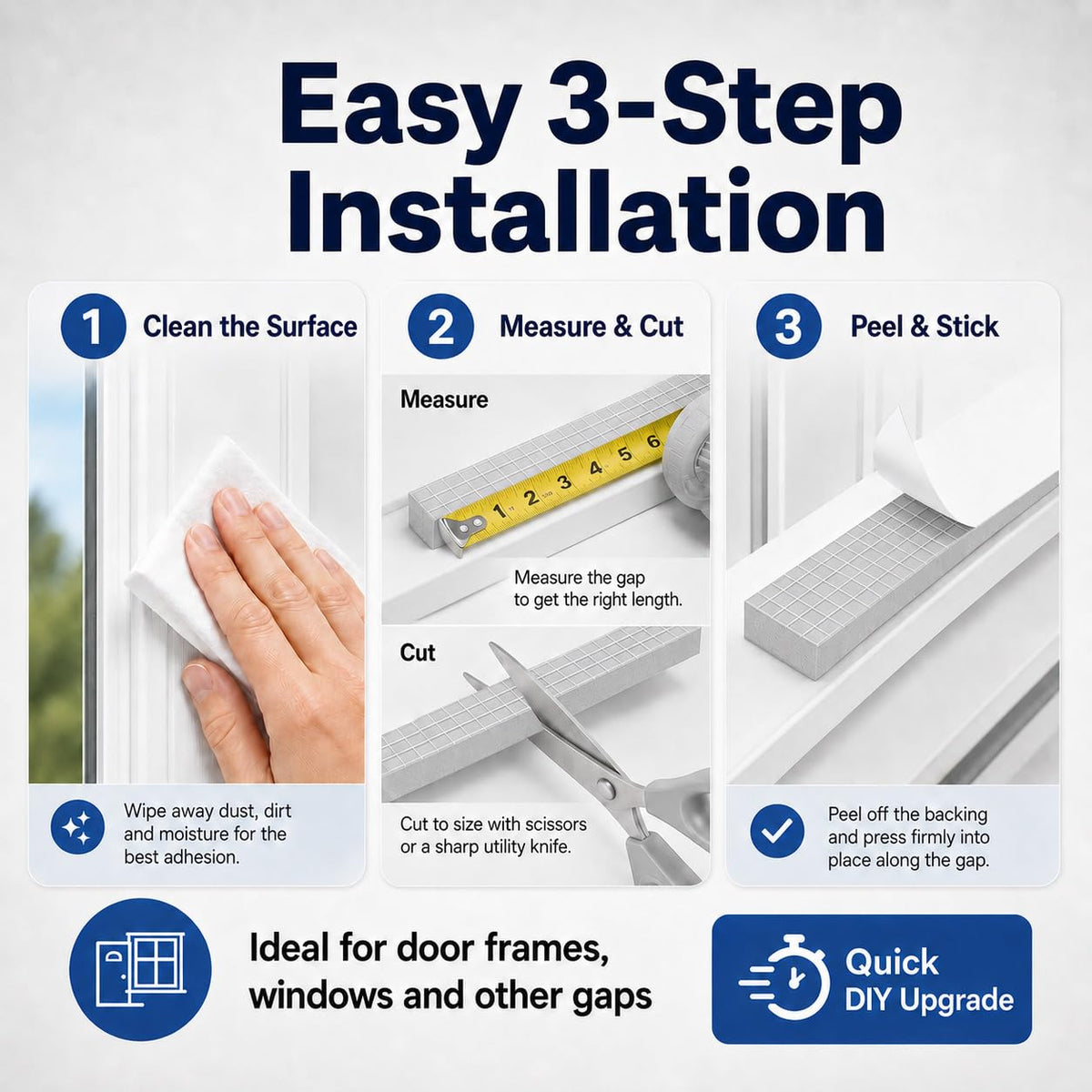 EVA Weather Stripping Foam Insulation Tape with Adhesive Foam Door Seal Weather Strip for Door Frame/Window/Gaps/Insulation/Buffer