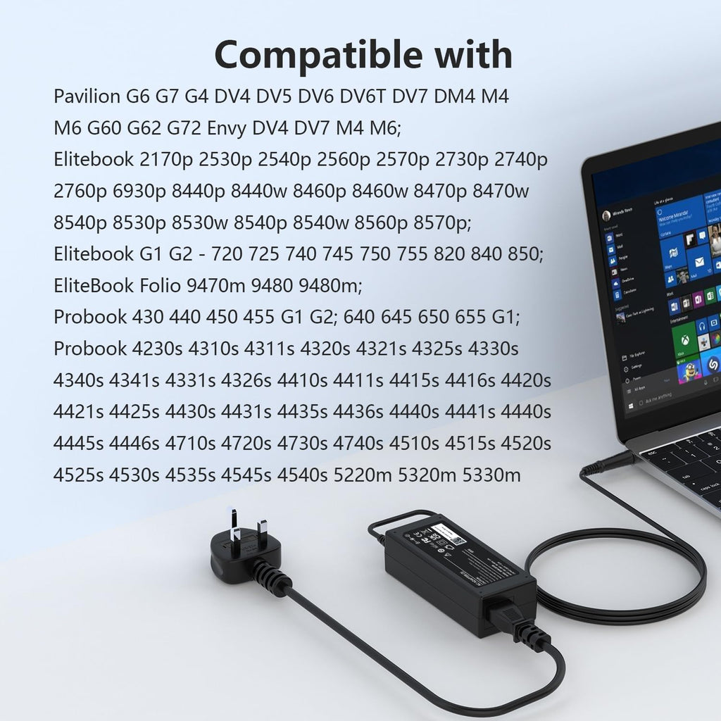 90W Laptop Charger Compatible with HP EliteBook Probook Pavilion Compaq