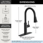 FORIOUS Kitchen Faucet with Cup Washer, Pull Down Sprayer, Brushed Nickel