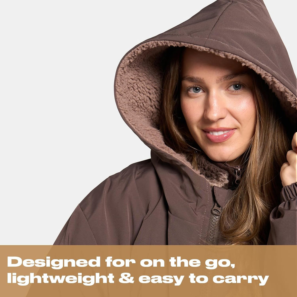 OHS Adults Drying Robe, Gifts for Women Outdoor Water-Resistant Changing Robe Womens Jacket Comfy Sherpa Privacy Robes for Women Men, Stay Dry Swimming Camping Drying Robes - S/M, L/XL