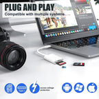 La Brodée SD Card Reader for iPhone iPad, Lightning+USB C Camera Adapter