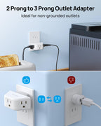 TROND Multi Plug Outlet Extender with USB, 2 Pack Plug Splitter