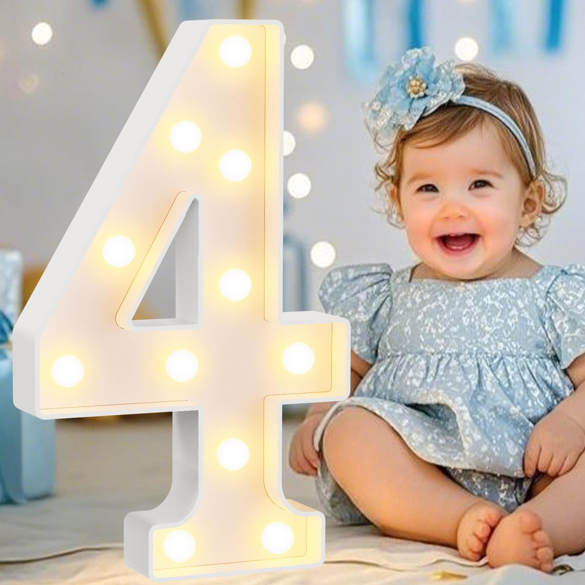 Pooqla 2.4FT Light Up Numbers, Marquee Numbers 2.4 Feet Tall Party Decor for Her Him, Mosaic Big Sign for 7th 17th 70th Birthday Anniversary Decoration Backdrop, Large Pre-Cut Frame Number 7