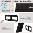 HOME VISION Heavy Duty Fixed TV Wall Bracket for 32-86 Inch Flat Screens