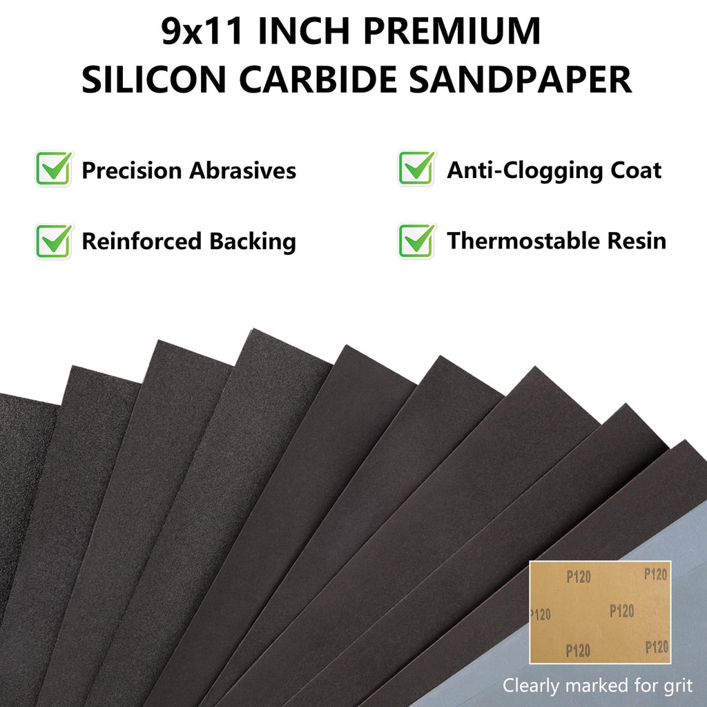 Sandpaper 600 Grit, Wet Dry Sand Paper 9 x 11 Inch