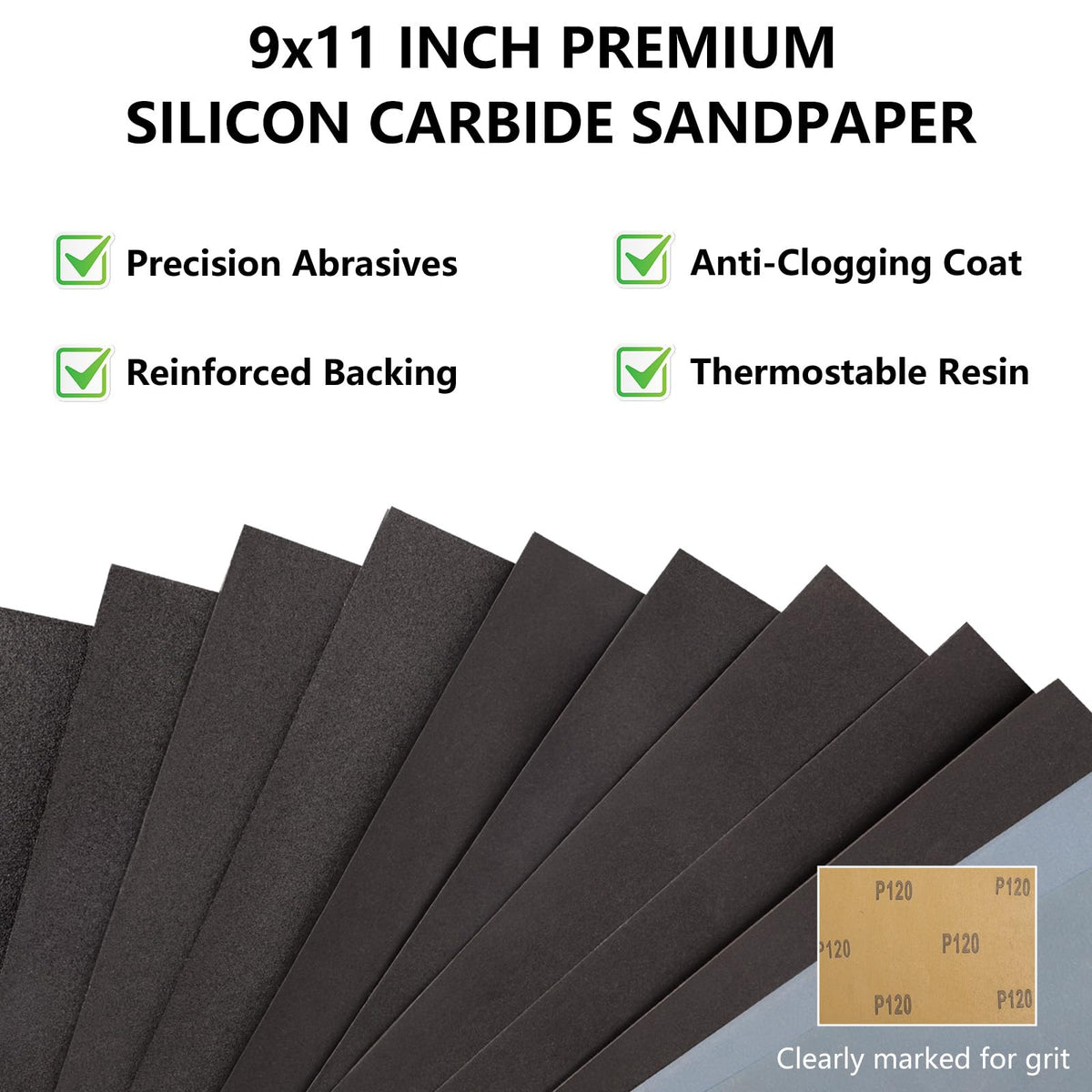 Sandpaper 600 Grit, Wet Dry Sand Paper 9 x 11 Inch