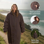 OHS Adults Drying Robe, Gifts for Women Outdoor Water-Resistant Changing Robe Womens Jacket Comfy Sherpa Privacy Robes for Women Men, Stay Dry Swimming Camping Drying Robes - S/M, L/XL