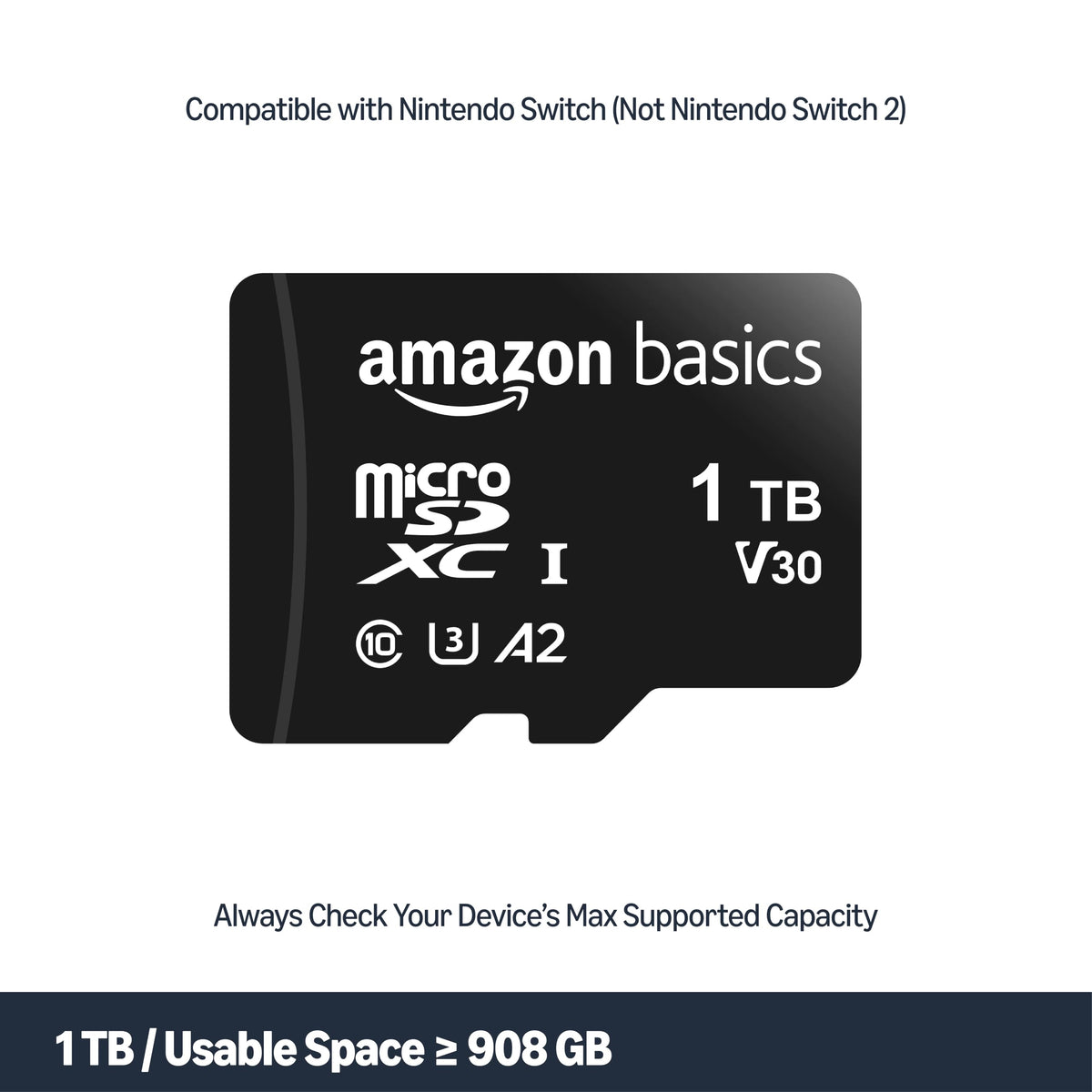 Amazon Basics microSDXC Memory Card, 64GB, A2, U3, 100MB/s Read Speed, Black, 2-Pack