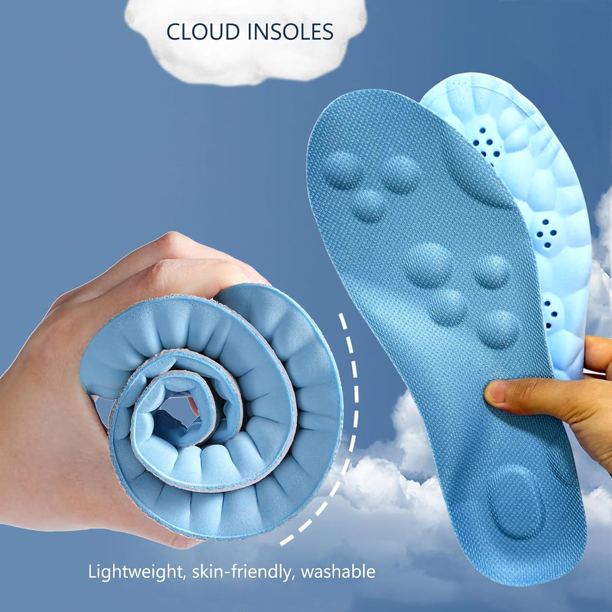 Memory Foam Insoles with Arch Support for Women Men,Comfort Massage Insoles Replacement Shoe Inserts for Trainers Sneakers Sports Shoes Work Boots,Breathable,Shock Absorption (8/8.5UK, Black)