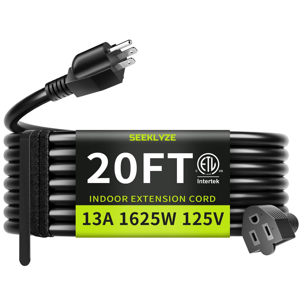 16/3 Black Extension Cord 6 FT Indoor, Short Extension Cord