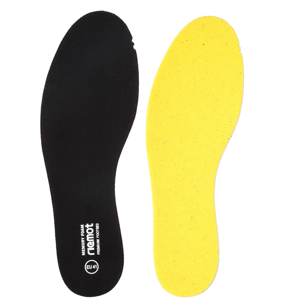 riemot Memory Foam Insoles for Men and Women - Replacement Shoe Inserts Comfort Cushioning for Sports Shoes, Trainers, Sneakers, Work Boots and Walking Shoes, Black with Yellow Base, UK8 / EU42