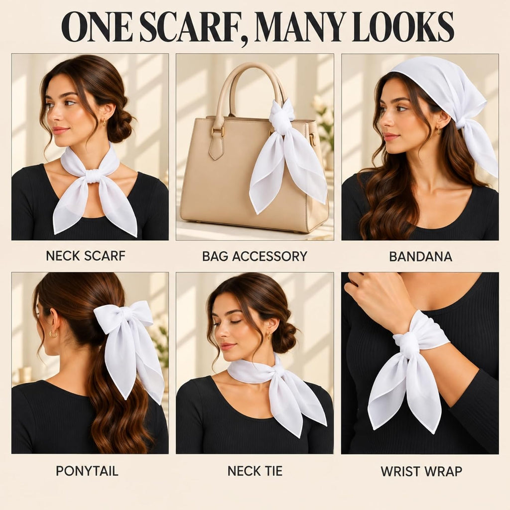 WESTEND CHOICE Square Chiffon Scarves Women's Neck Scarf 50s Retro Bandana