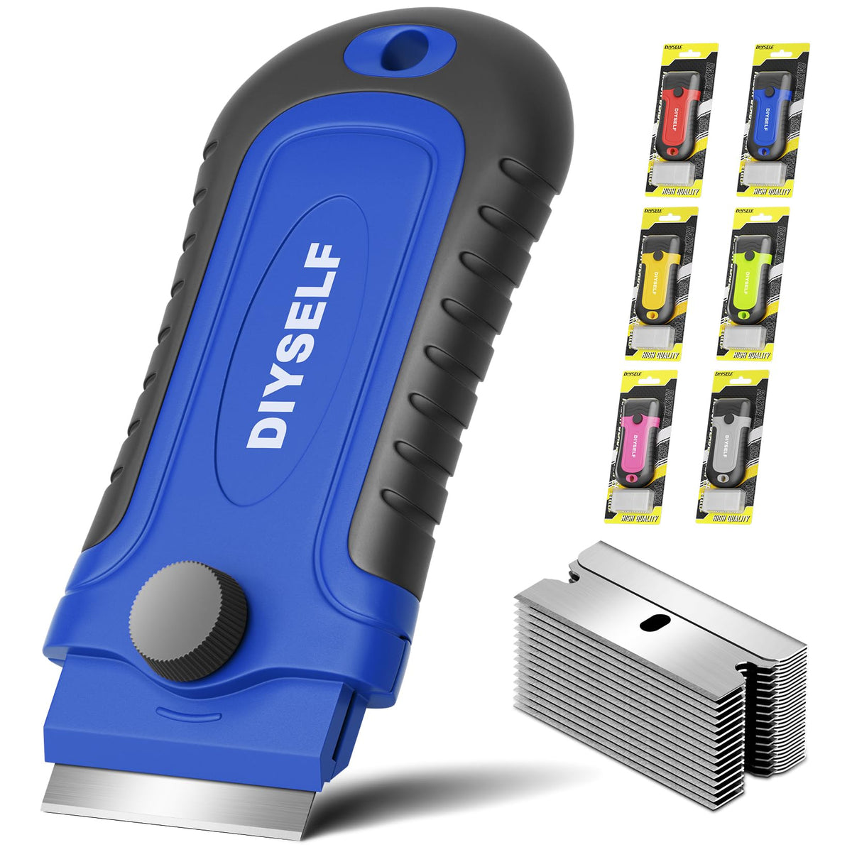DIYSELF 1 Pack Razor Blade Scraper with 15 Extra Blades, Scraper Tool
