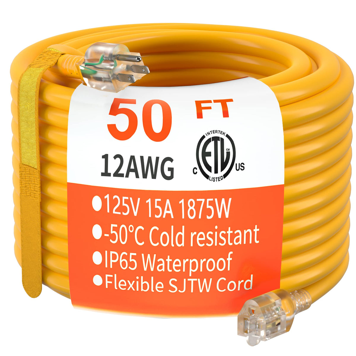HUANCHAIN Indoor Black Extension Cord 3 FT Waterproof 16/3 Gauge