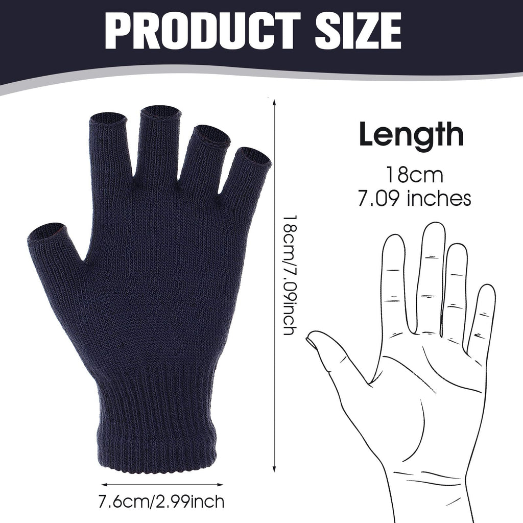 Grevosea 2 Pair Fingerless Warm Gloves - Winter Half Finger Gloves Thickened Knit Touchscreen Stretchy Mittens for Men Women