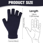 Grevosea 2 Pair Fingerless Warm Gloves - Winter Half Finger Gloves Thickened Knit Touchscreen Stretchy Mittens for Men Women