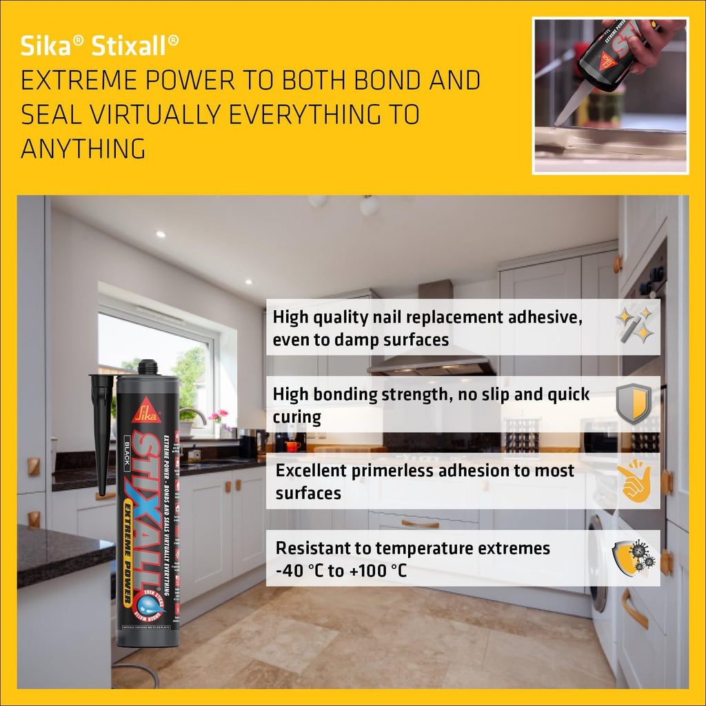 Sika Stixall Extreme Power Sealant And Adhesive, Black, 290ml