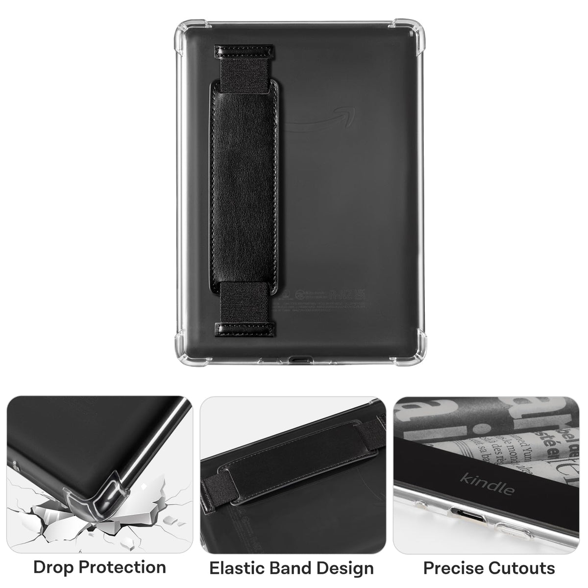 CoBak Clear Case for 6" Kindle 11th Generation 2024 and 2022 - Ultra-Slim Soft TPU Transparent Cover with Hand Strap, Lightweight & Durable Protection, Rose Gold