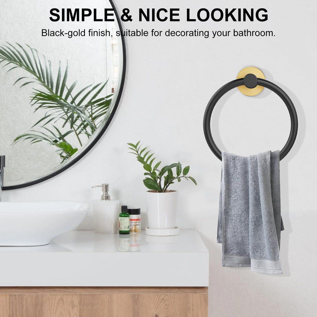 SetSail Towel Holder for Bathroom Wall Matte Black Towel Ring