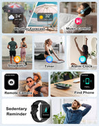 RUIMEN Smart Watch Answer Dial Call,Smart Watches for Women Men 1.85" HD Screen Fitness watch with SpO2 Heart Rate Sleep Monitor Step Counter Waterproof 100+ Sports Mode for Android iOS (2 Bands)