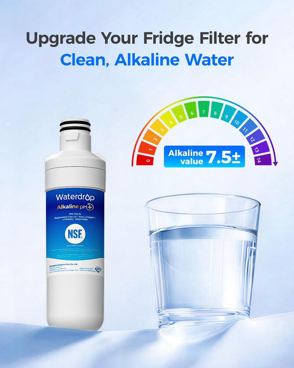 Waterdrop ADQ747935 Refrigerator Water Filter and Air Filter, 3 Combo