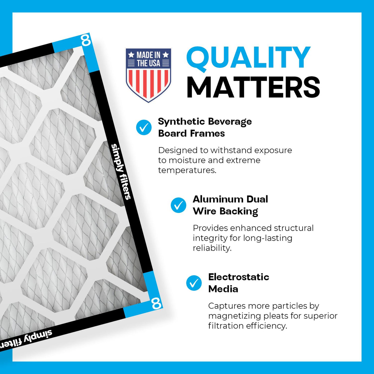 Simply 14x20x1 Air Filter, MERV 8, 4 Pack, For Home AC Furnace & HVAC (Actual Size: 13.75"x19.75"x0.75") DUST, Pet, & Allergy Control