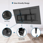 BONTEC TV Wall Bracket for 37-82 Inch TVs, Tilt TV Wall Mount, Up to 60 kg