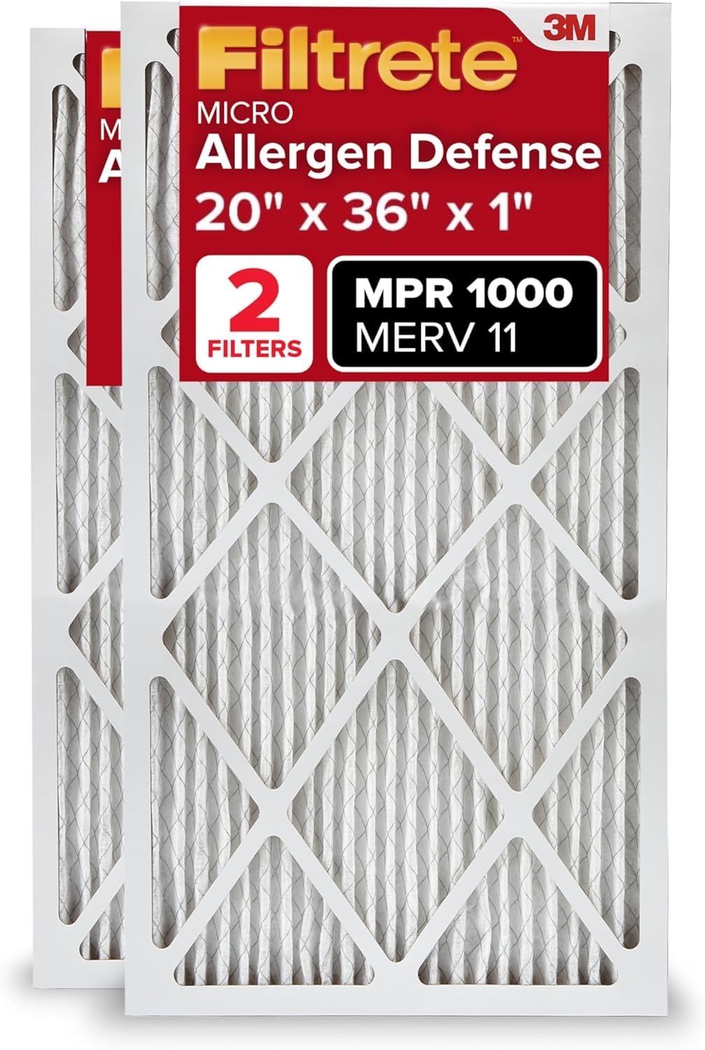 Filtrete 20x25x1 Air Filter, MERV 11, MPR 1000, 2 HVAC Filters