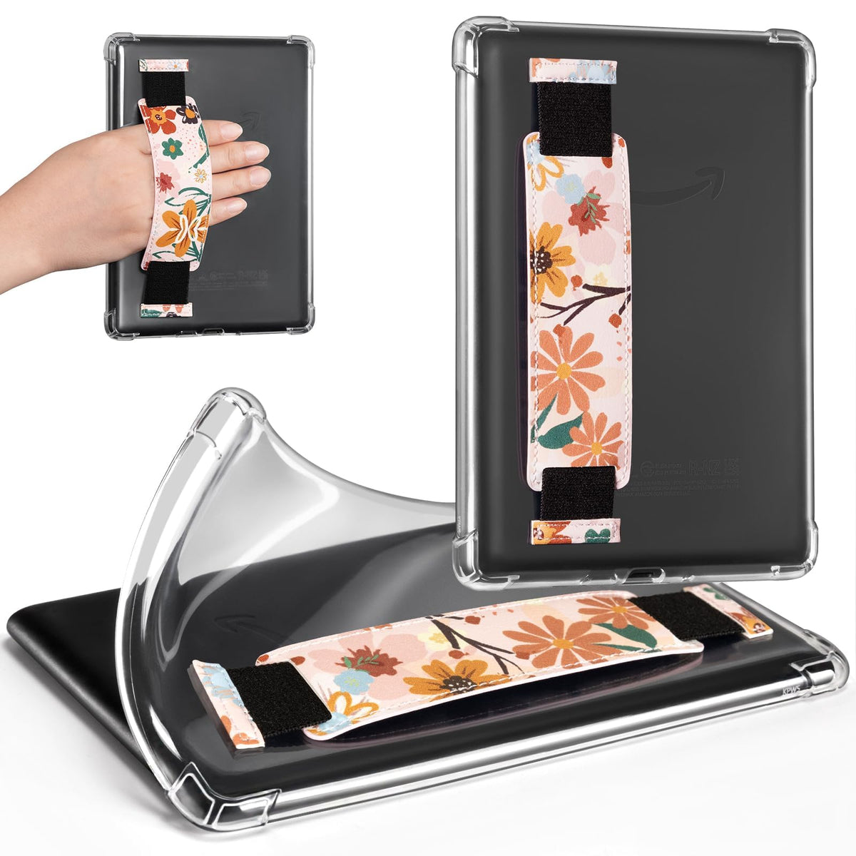 CoBak Clear Case for 6" Kindle 11th Generation 2024 and 2022 - Ultra-Slim Soft TPU Transparent Cover with Hand Strap, Lightweight & Durable Protection, Rose Gold
