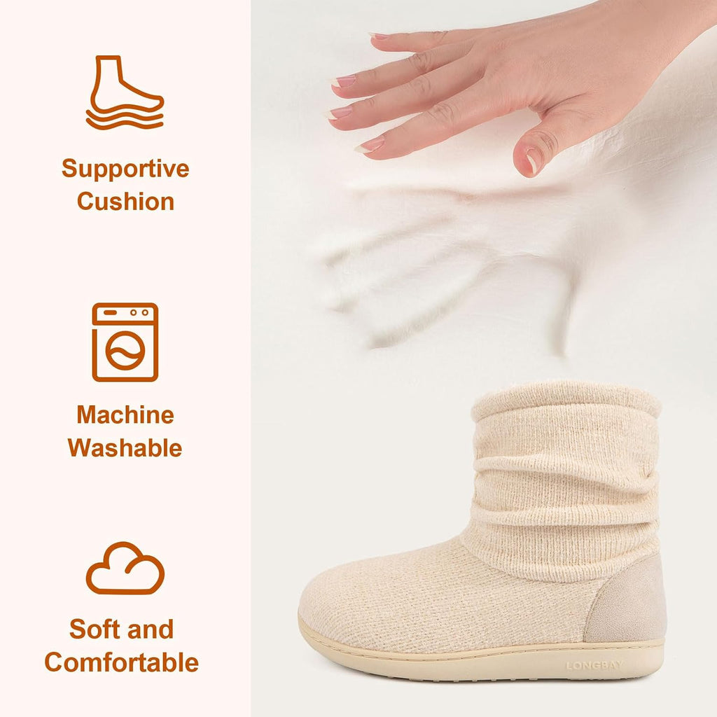 LongBay Women Slipper Boots Warm Memory Foam Indoor Outdoor House Shoe Gift