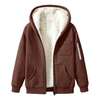 Womens Teddy Fleece Hoodies Sherpa Lined Fuzzy Jacket with Pockets Full Zip Hooded Sweatshirts Ladies Fall Winter Warm Jumper Coat Outwear Thermal Outfits Clothing