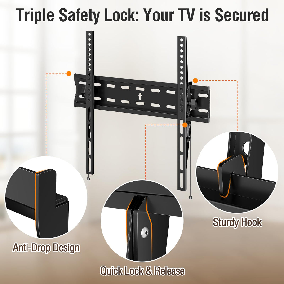ELIVED Tilt TV Wall Bracket, Ultra Slim TV Mount for 26-60 inch Flat TVs