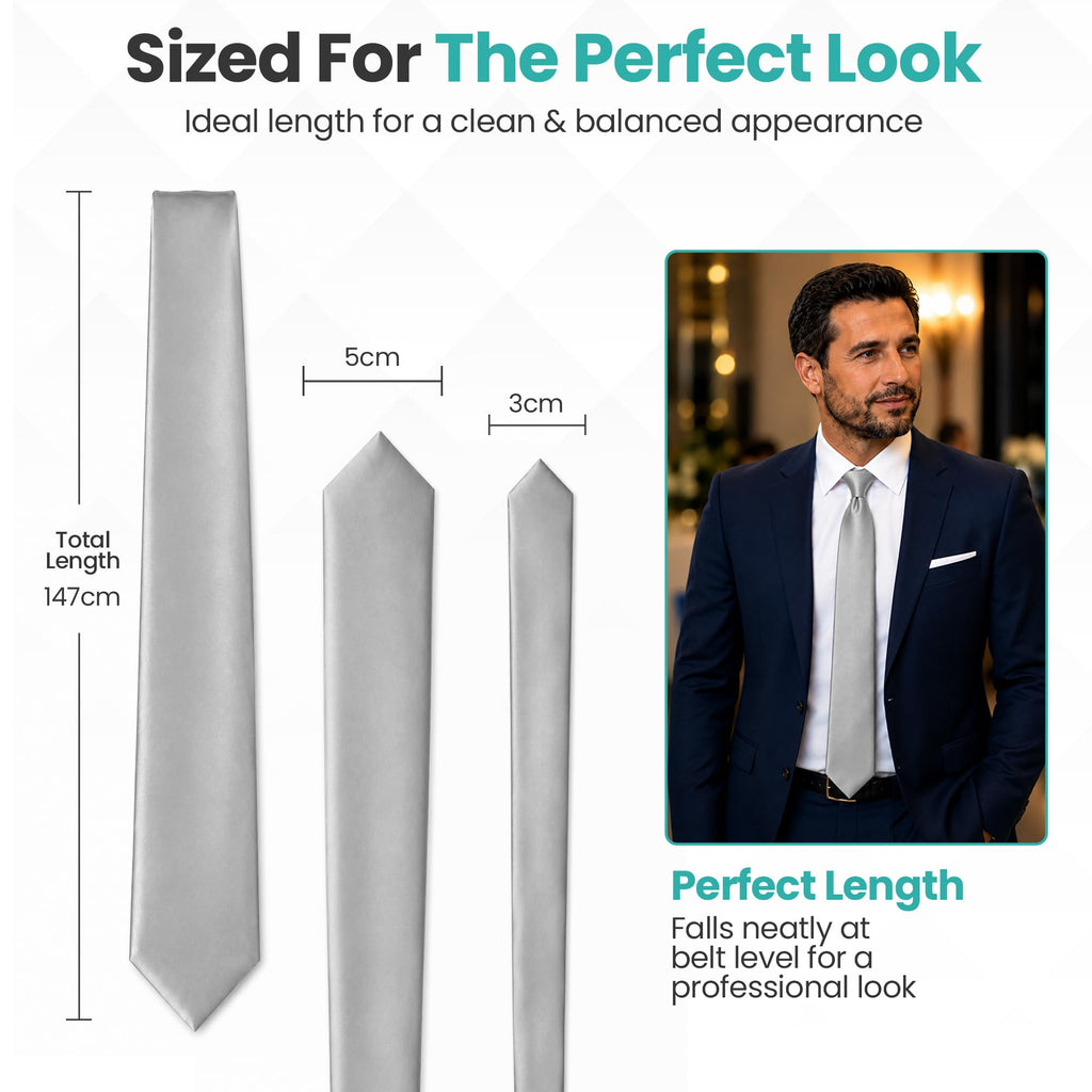 Trimming Shop 5cm Slim Skinny Solid Colour Necktie for Mens