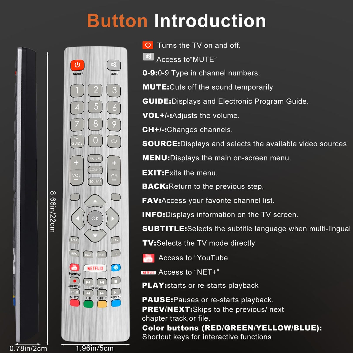 Samsung Universal TV Remote Control – Samsung TV Remote Replacement with Netflix, Prime Video, Rakuten Buttons for All S amsung LED QLED UHD 4K 8K Smart TVs
