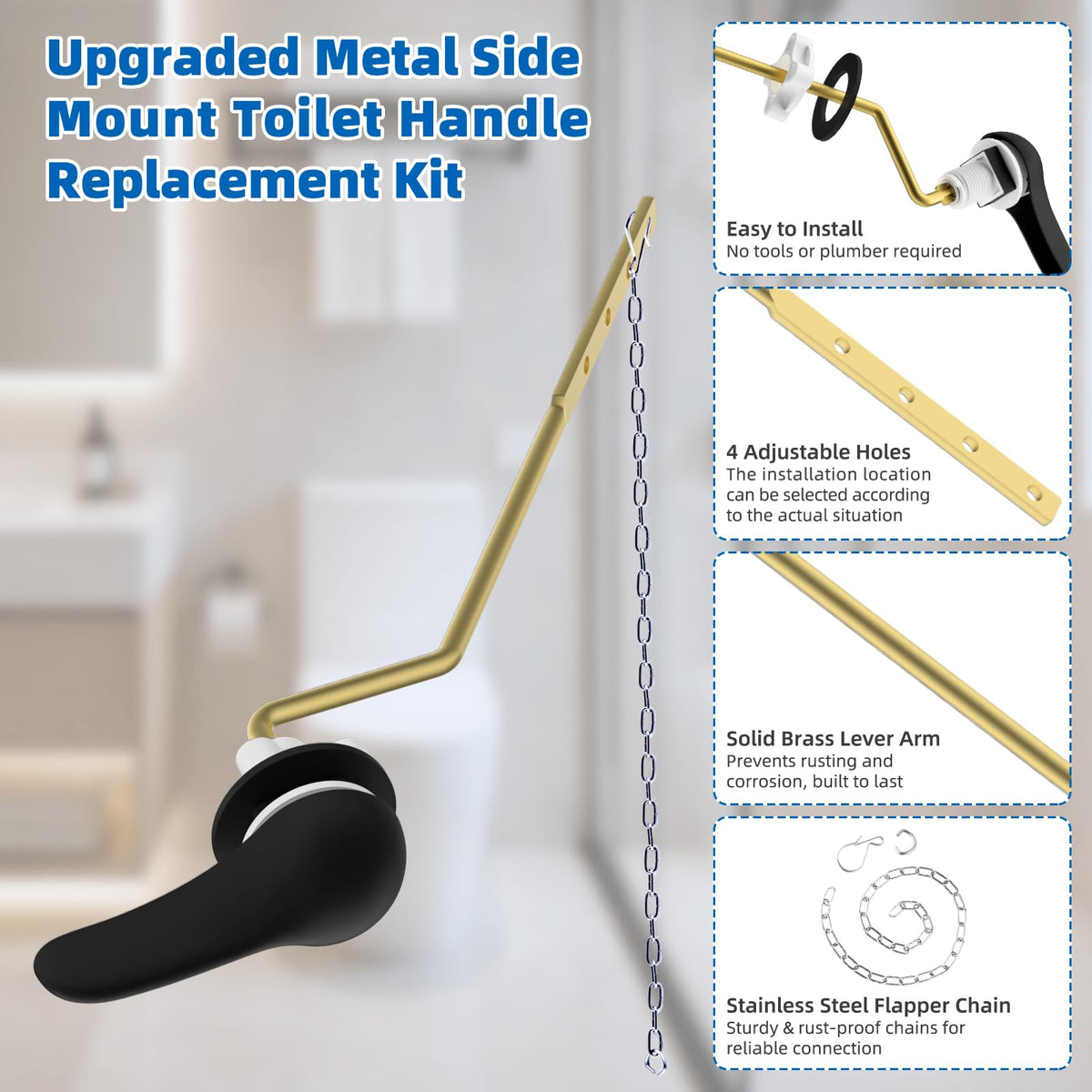 Hibbent Universal Metal Front Mount Toilet Handle Replacement Kit