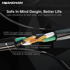 HUANCHAIN Indoor Black Extension Cord 3 FT Waterproof 16/3 Gauge