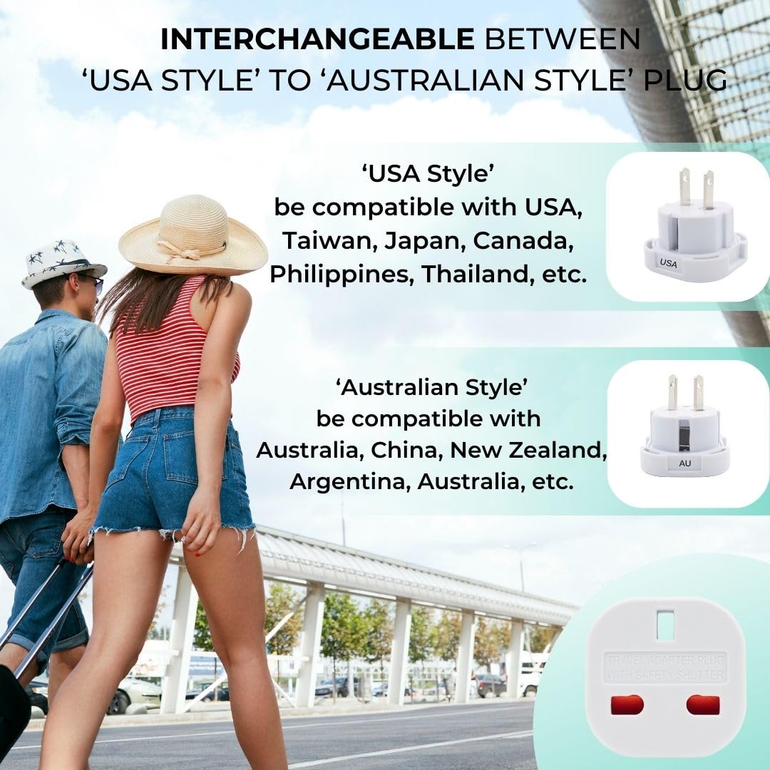Double Dragon 2-Pack UK Electric Toothbrush & Shaver Plug Adapter | 2-Pin to 3-Pin Bathroom Converter | Supports UK EU Round & US Flat 2-Pin Plugs | 1A Fused | Compatible with Oral-B, Braun, Philips