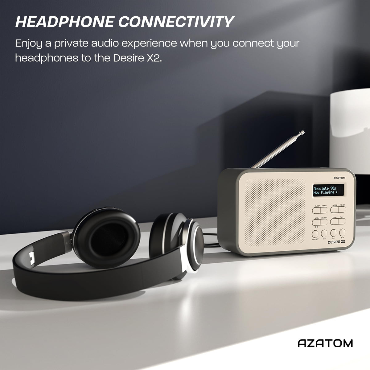 DAB/DAB+ & FM Portable Digital Radio | Simple Controls | Dual Alarms & Sleep Timer | Battery & Mains Powered (4x”AA”) | Bluetooth | Perfect for Home, Office or Outdoors | AZATOM Desire X2 (Oak)