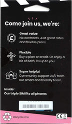 Giffgaff Nano/Micro/Standard SIM. Top Tariff Offers Unlimited Calls, Text, Data - Just Pay As You Go - no Contract. Multi Size, Fits All Devices. £5 Bonus Credit When You Top up £10 First Time.