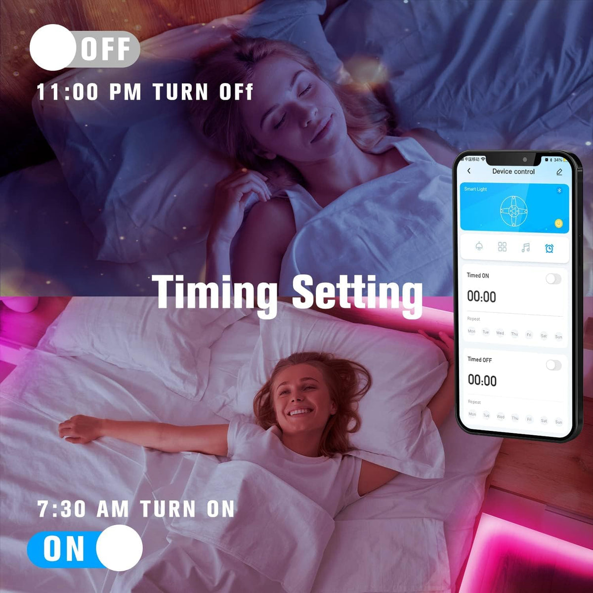 DAYBETTER LED Strip Lights 110ft RGB Music Sync Smart App Control 1 Roll