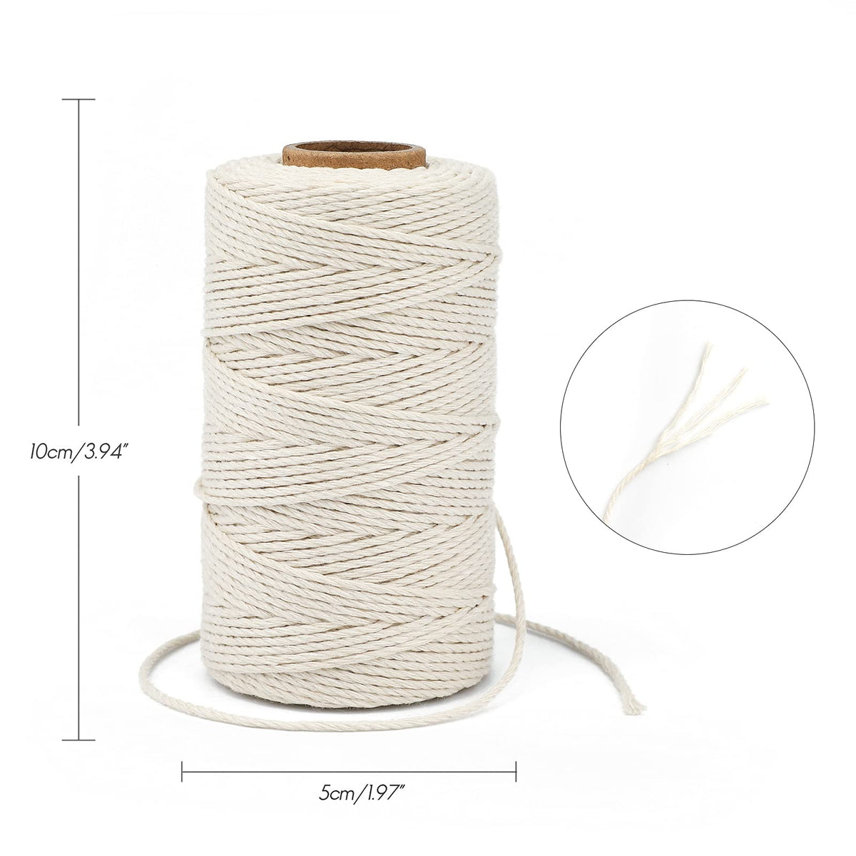 jijAcraft 50M White Cotton String: 2MM Cooking String for DIY Crafts