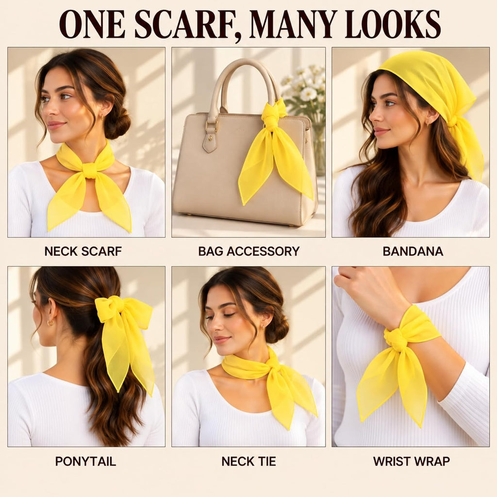 WESTEND CHOICE Square Chiffon Scarves Women's Neck Scarf 50s Retro Bandana