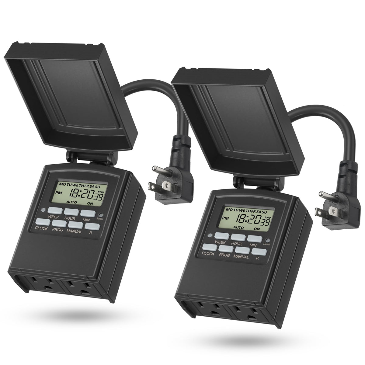BN-LINK Outdoor 24-Hour Mechanical Timer Outlet, 2 Grounded Outlets